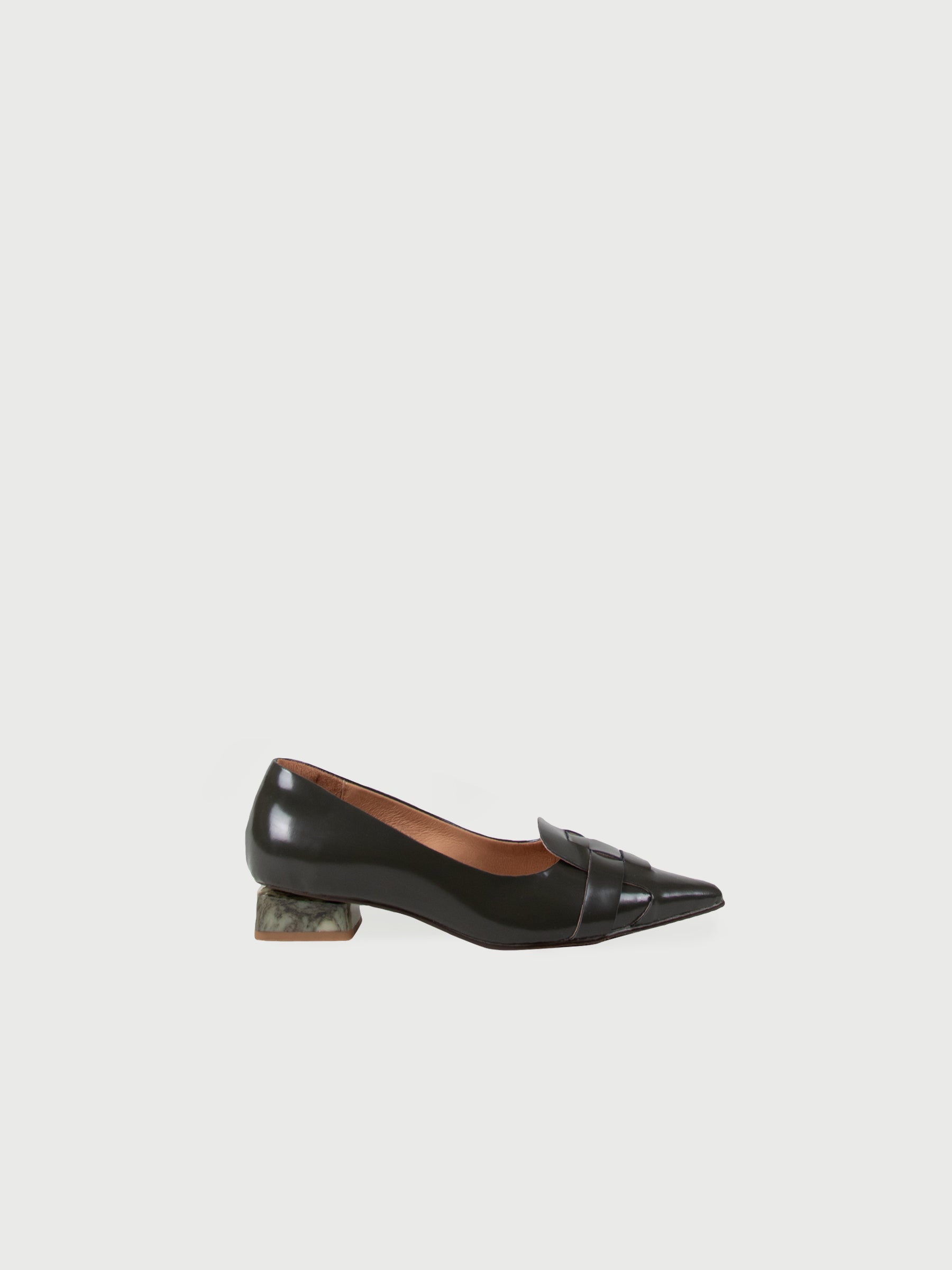 Ava .Pointed Film-Coated Marble Pumps