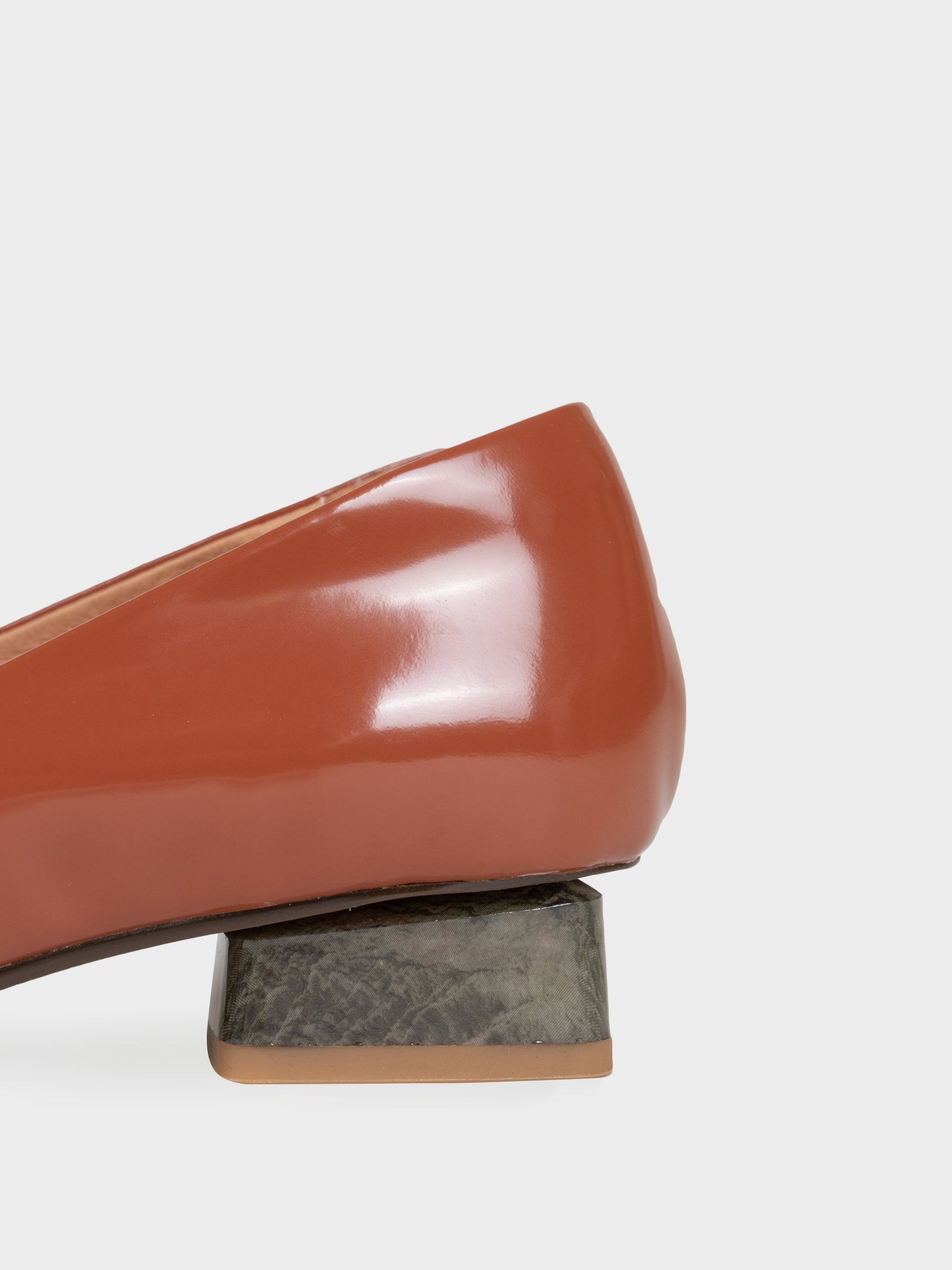 Ava .Pointed Film-Coated Marble Pumps