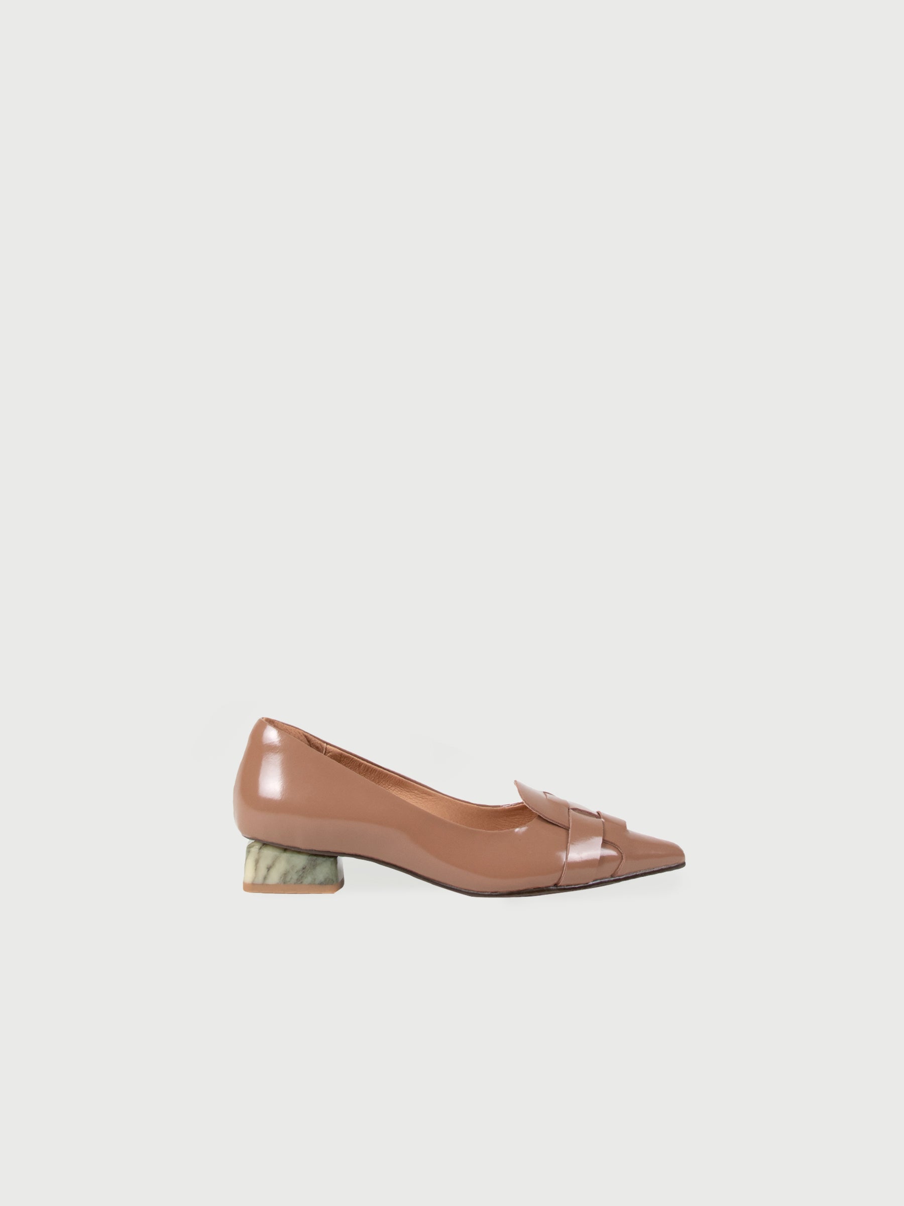 Ava .Pointed Film-Coated Marble Pumps