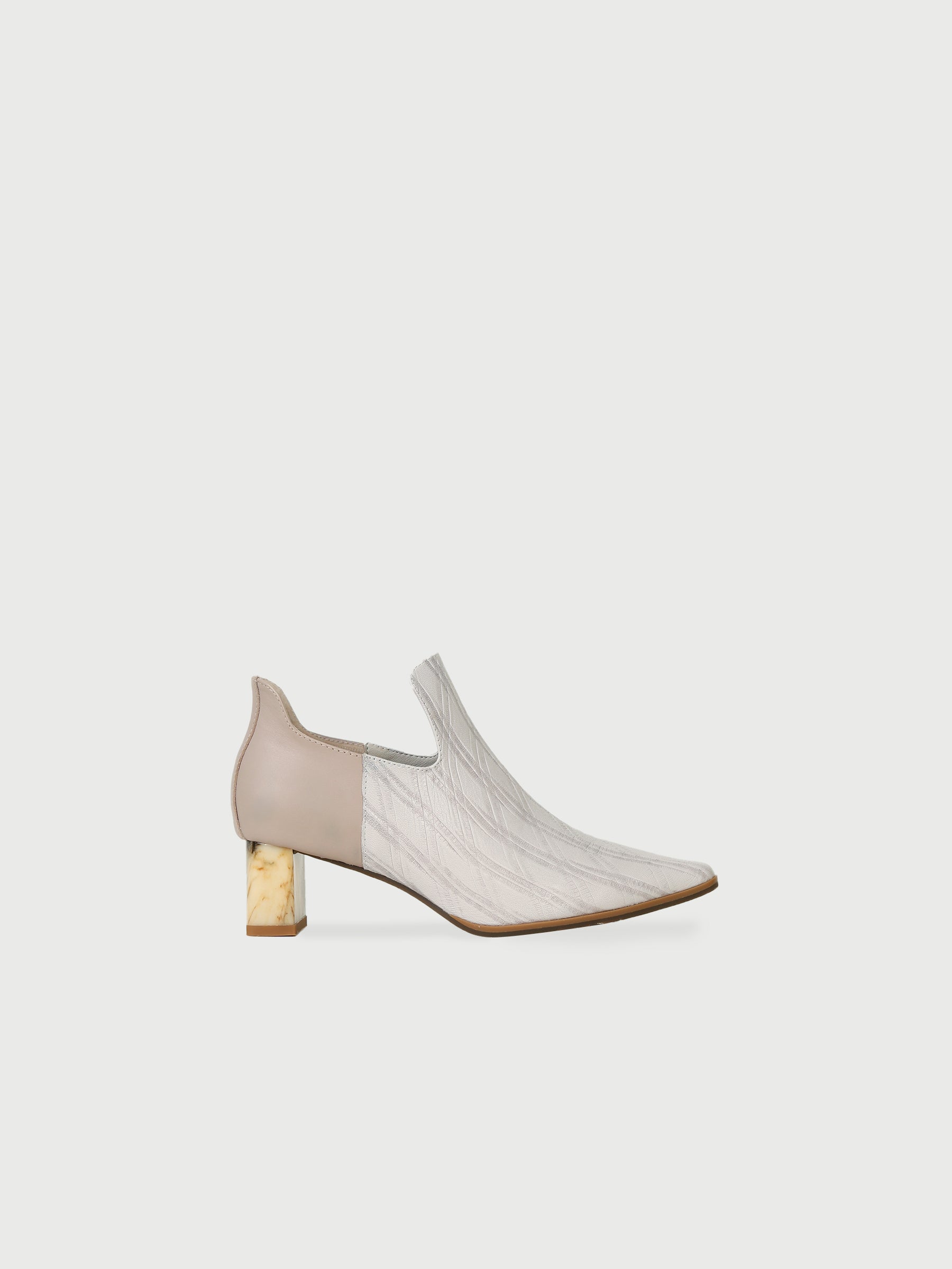 Pointed Marble-Heel Ankle Boots