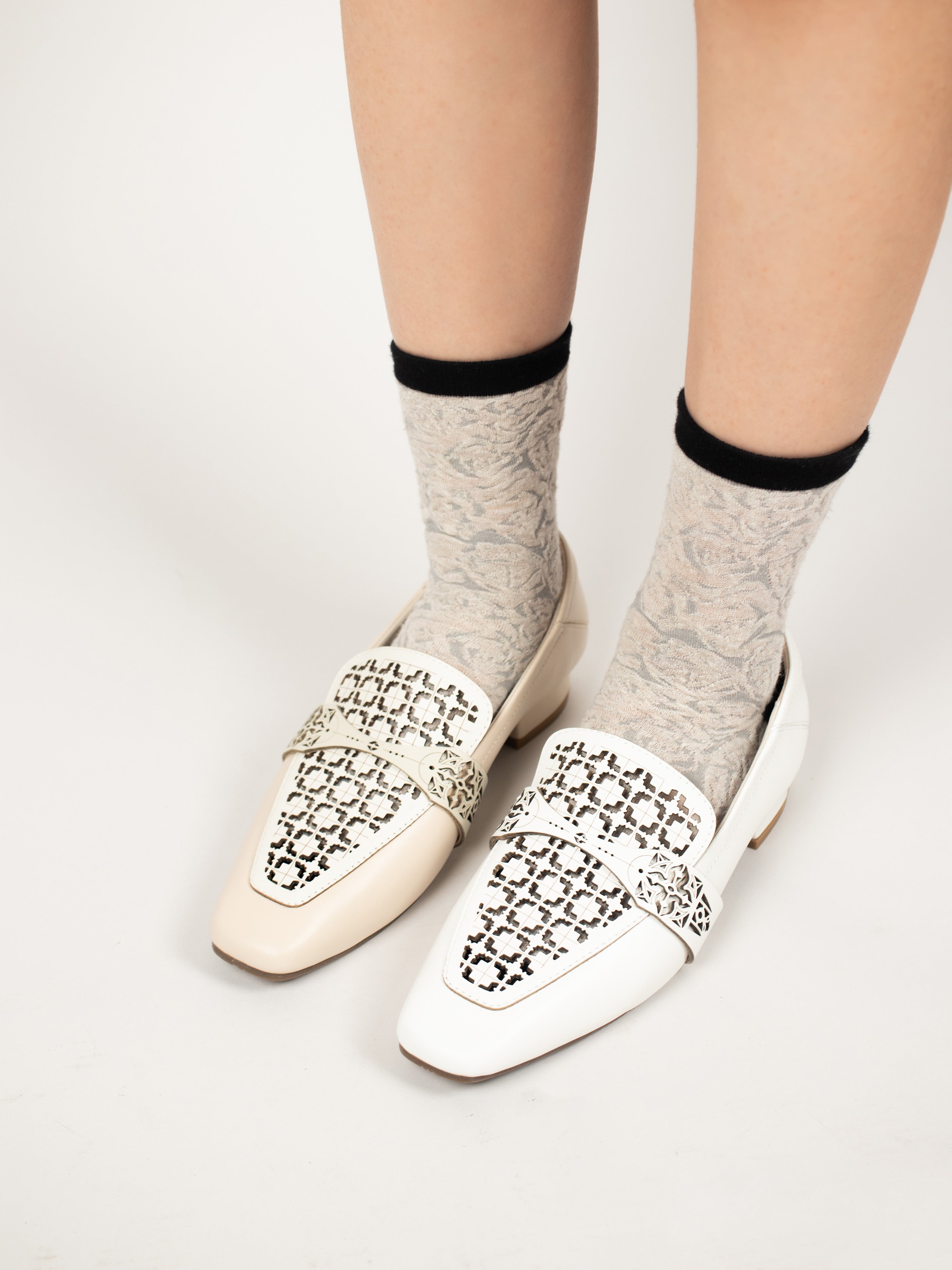 Almond-Toe Laser-Cut Loafers