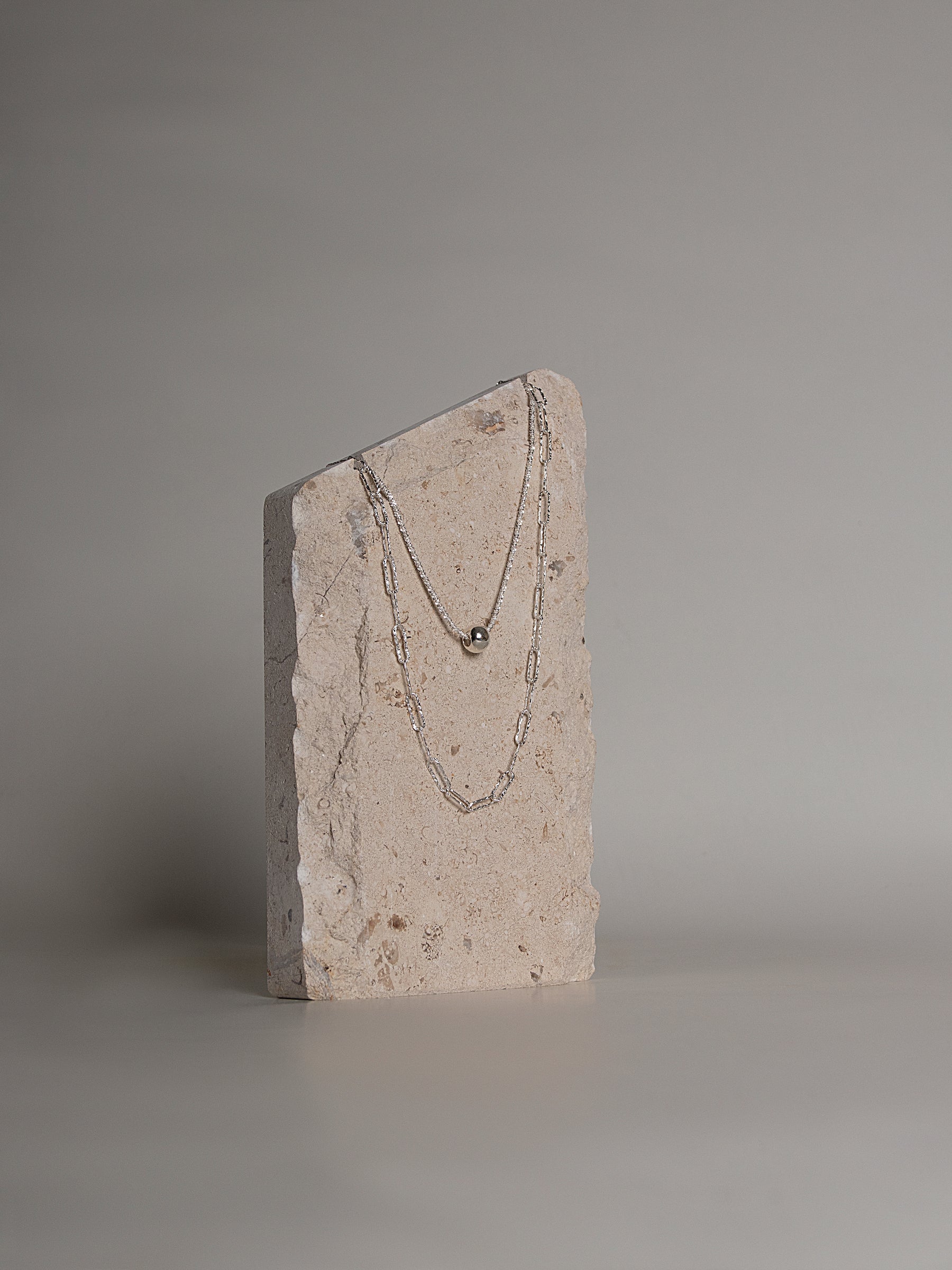 Silver Double Layered Necklace Set