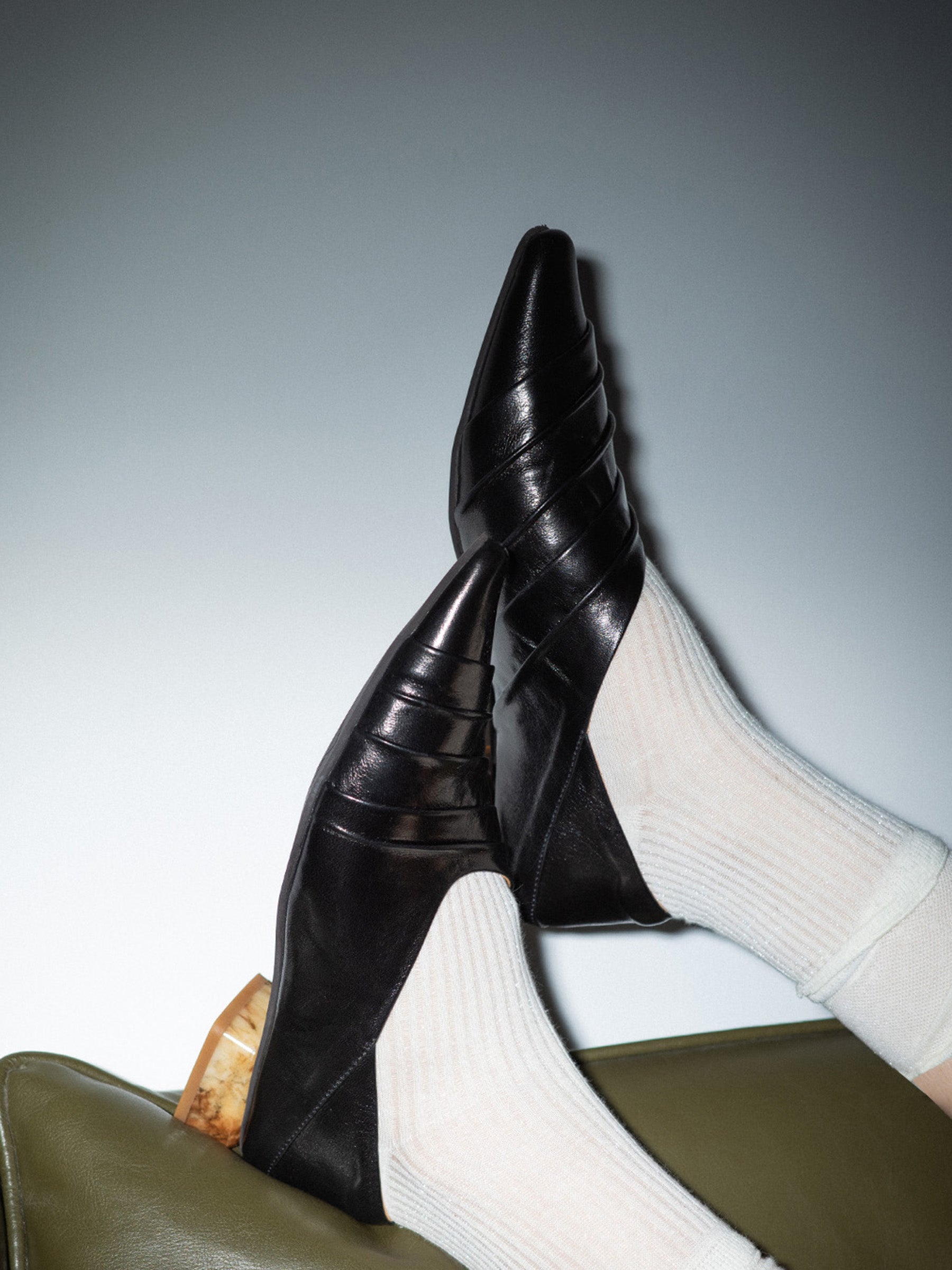 Trista || Pointed Toe Draped Marble Pump