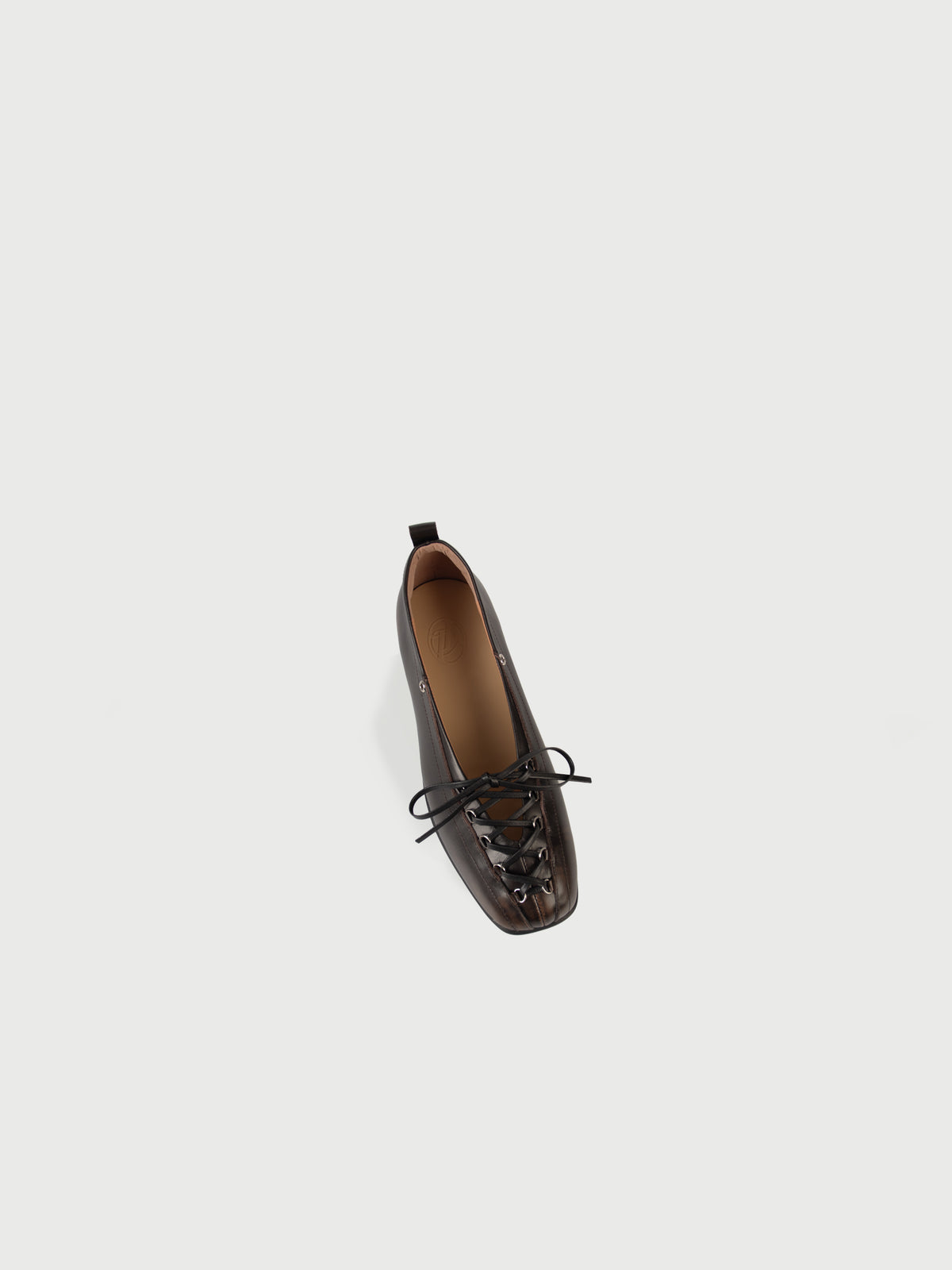 Aurelia・Square-Round Toe Lace-Up Ballet Flats