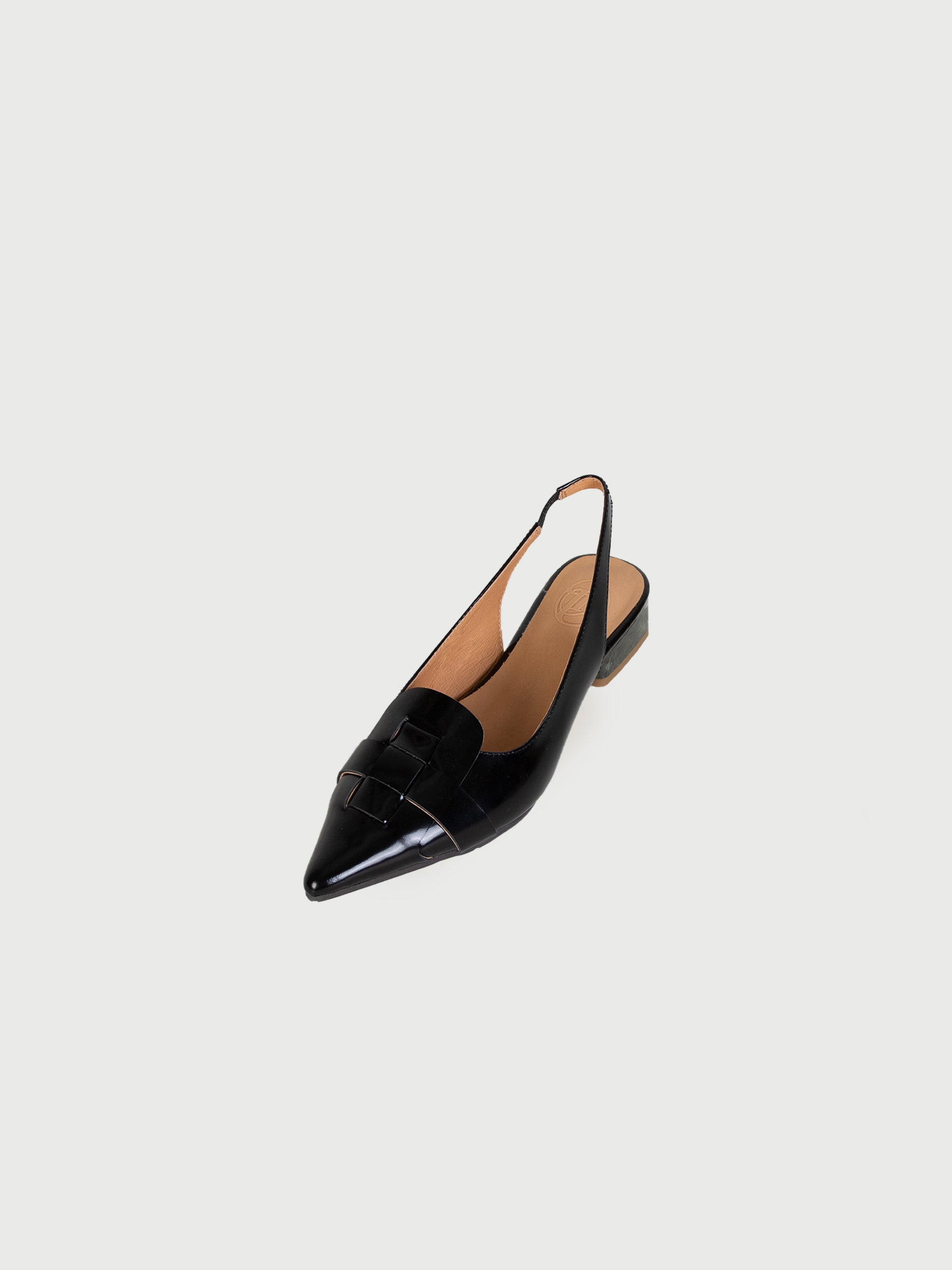 Pointed Film-Coated Sling-Back Marble Pumps