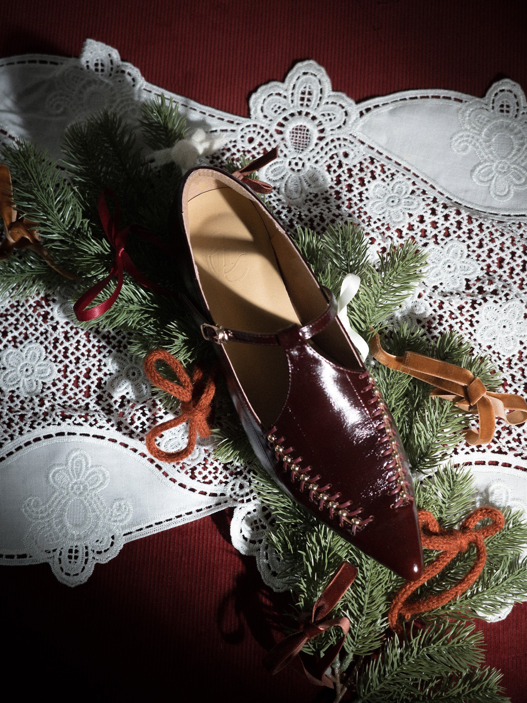 Audrey || Pointed-Toe T-bar Mary Jane (Christmas Edition)