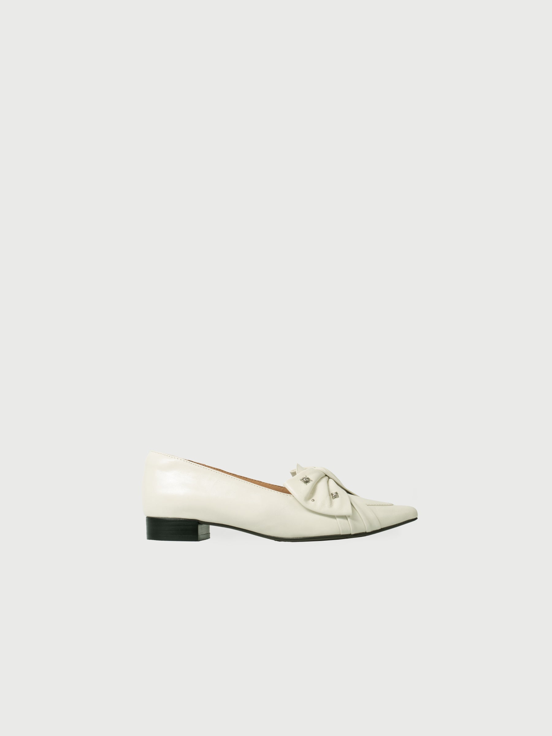 Addison || Pointed Toe Stud-Embellished Bow Flats