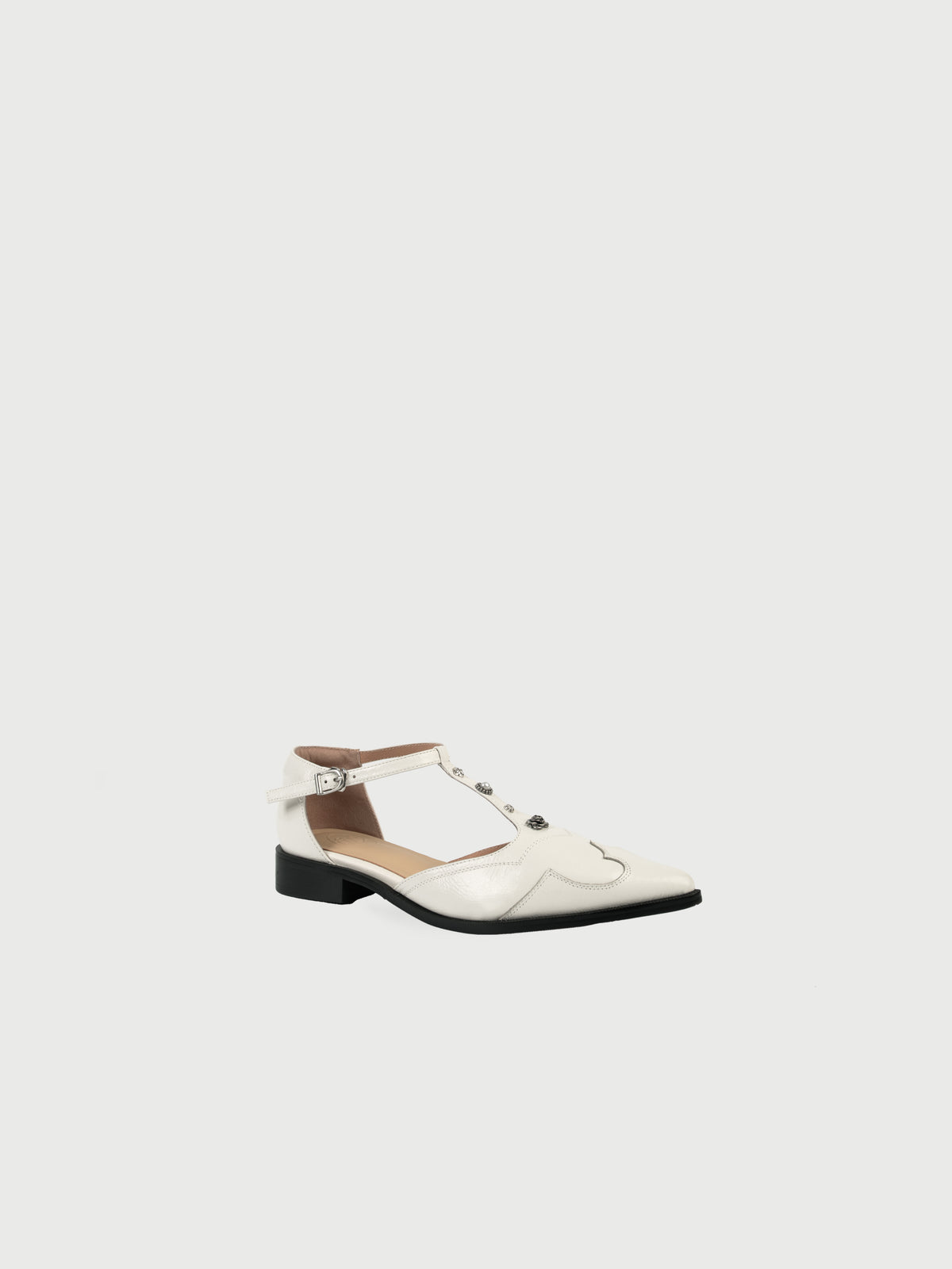 Rosalie・Pointed-Toe Western Embellished T-Strap Flats