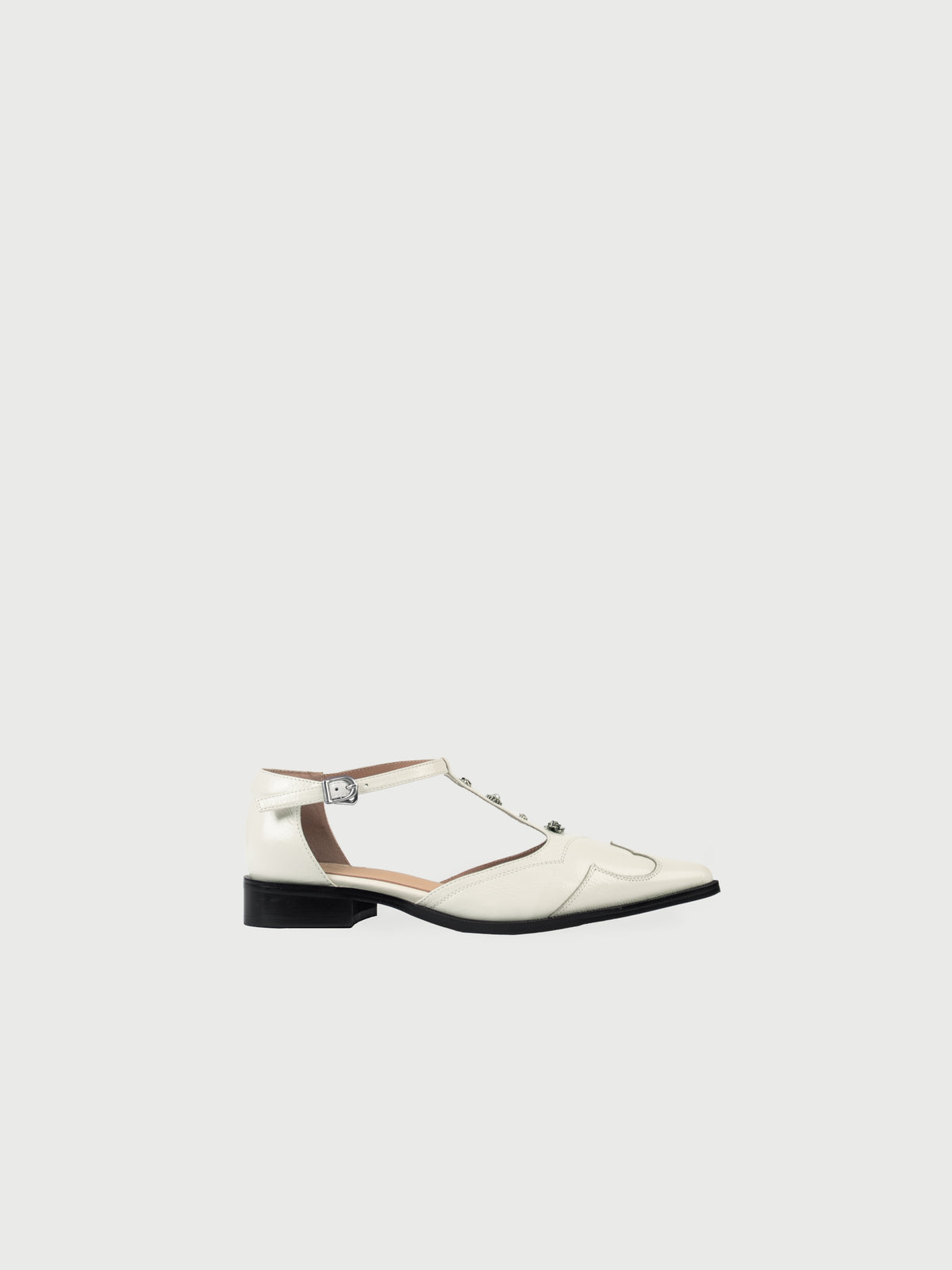 Rosalie・Pointed-Toe Western Embellished T-Strap Flats