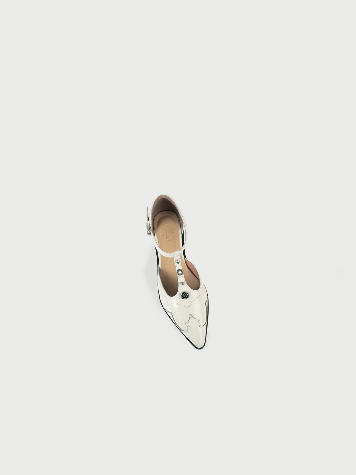 Rosalie・Pointed-Toe Western Embellished T-Strap Flats
