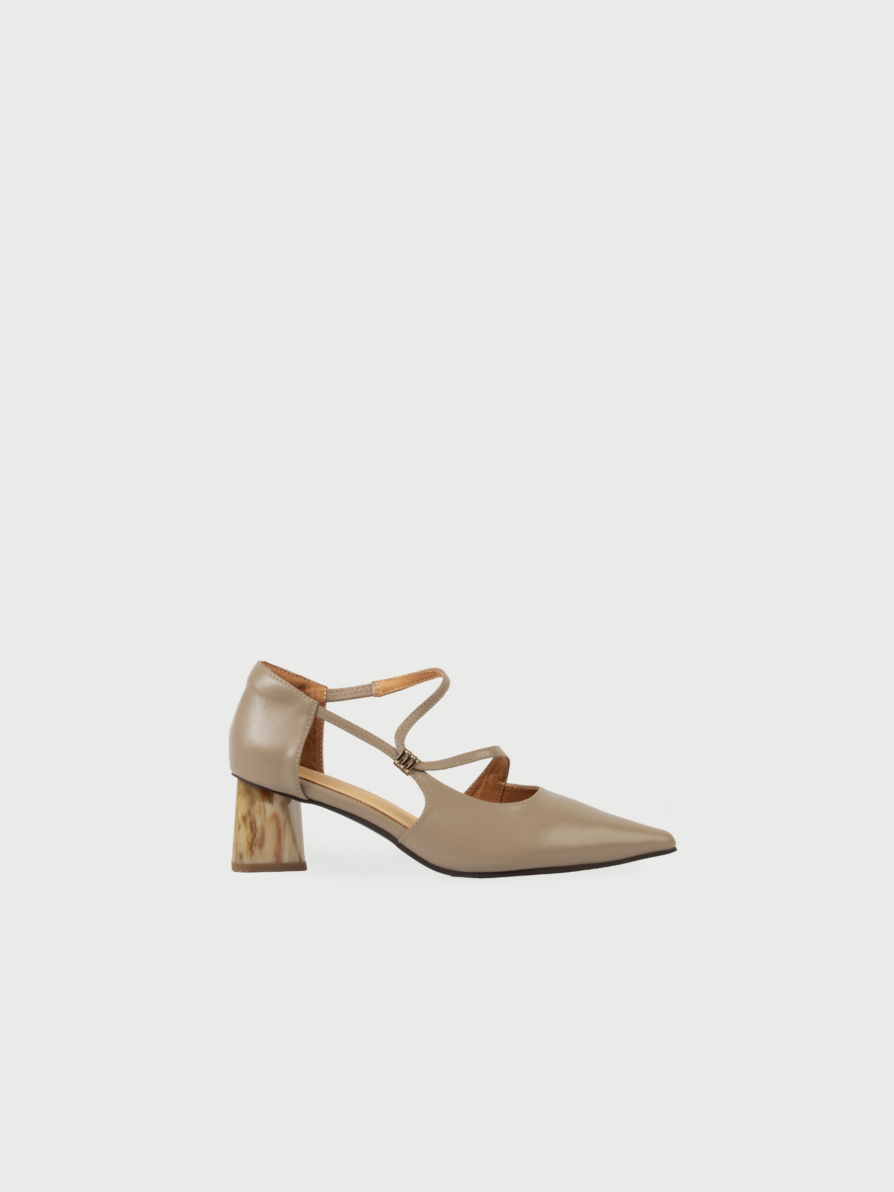 Talia || Pointed Toe Strappy Heels with Marble Block Heel