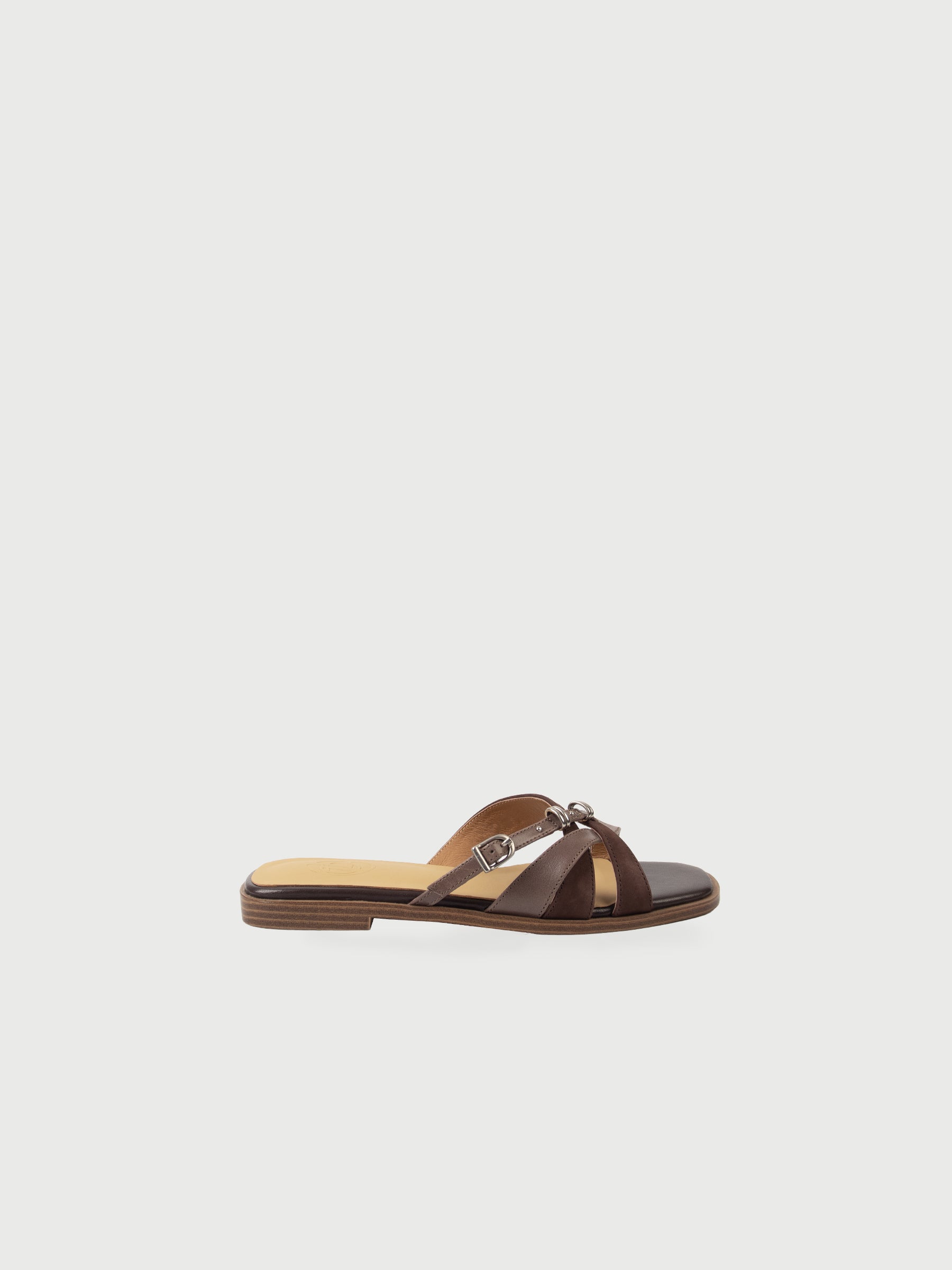Mysaria - Buckle Crossed Strap Flat Sandals