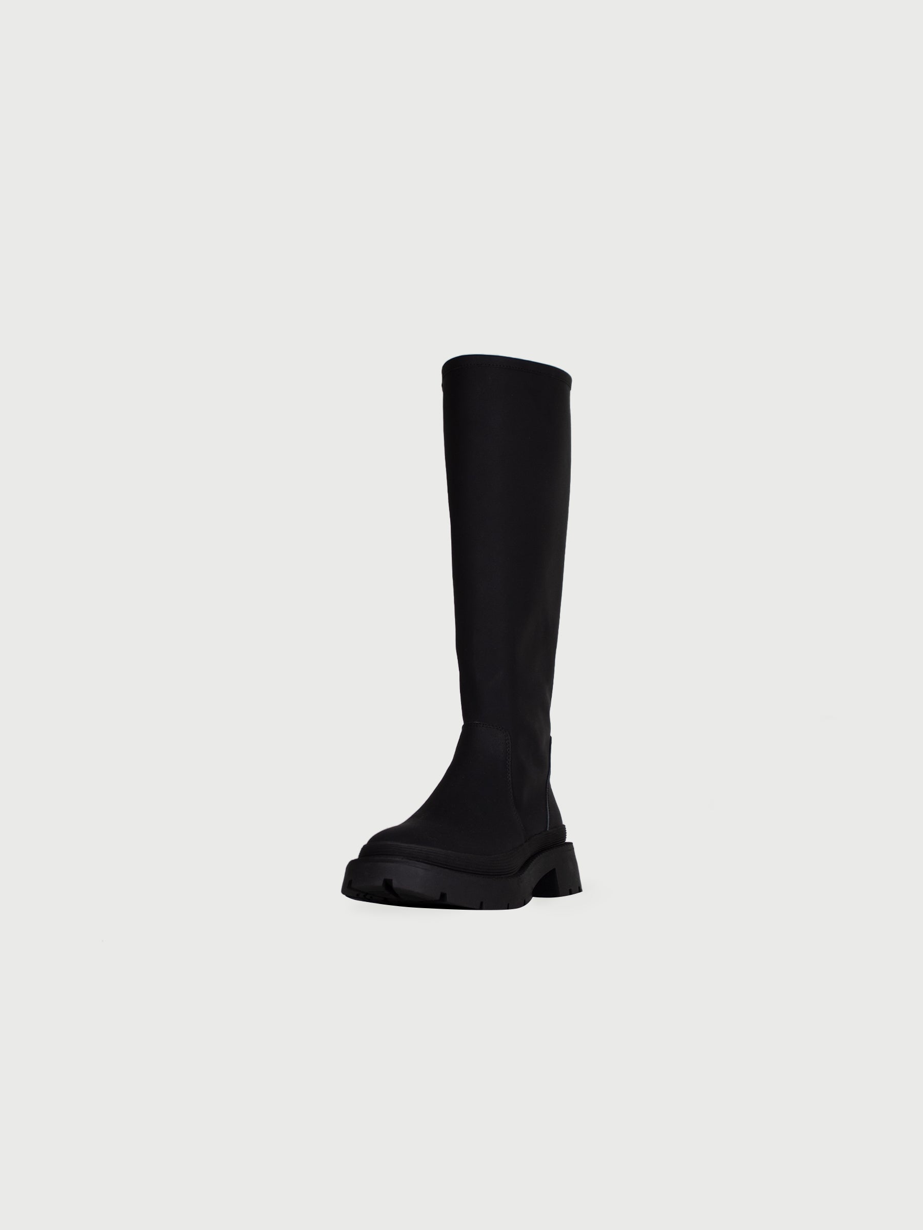 Matte Polish Leather Knee High Boots