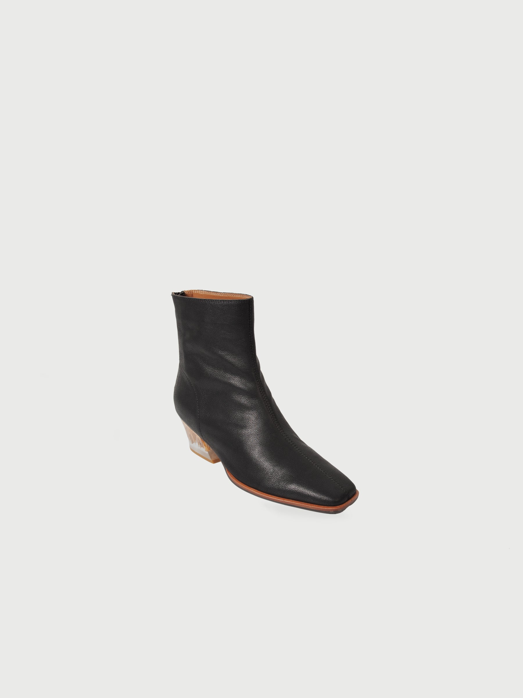 Ewdina || Square Toe Ankle Boots With Ground Heel