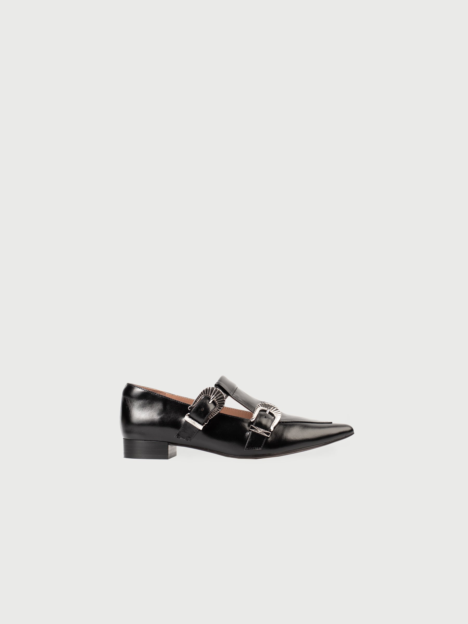 Rhea・Double Buckle Pointed-Toe Flats