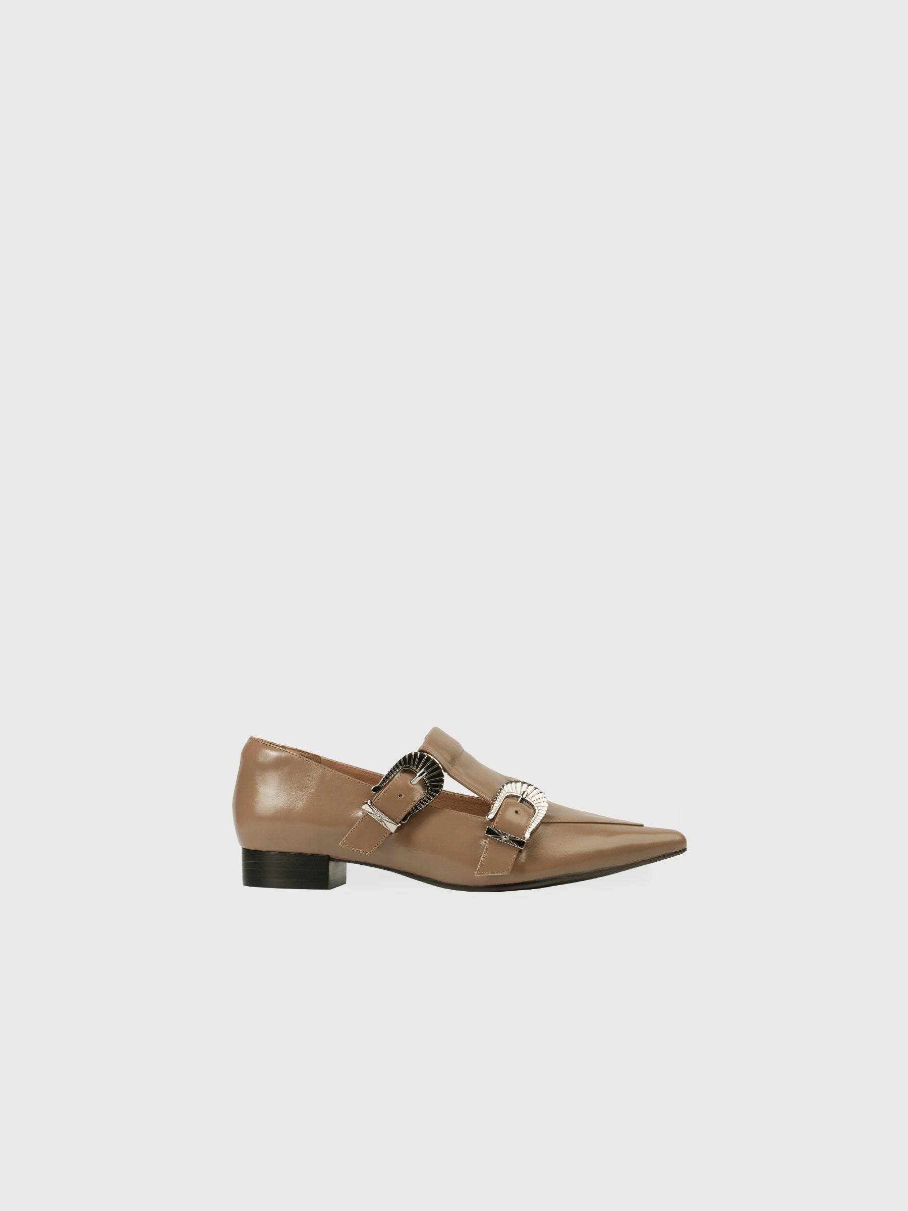 Rhea・Double Buckle Pointed-Toe Flats