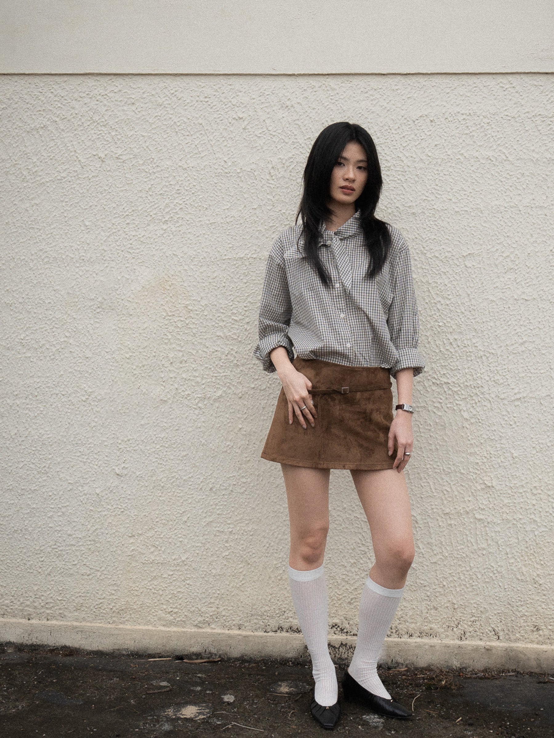 Monroe・Squared Toe Pleated Leather Heels