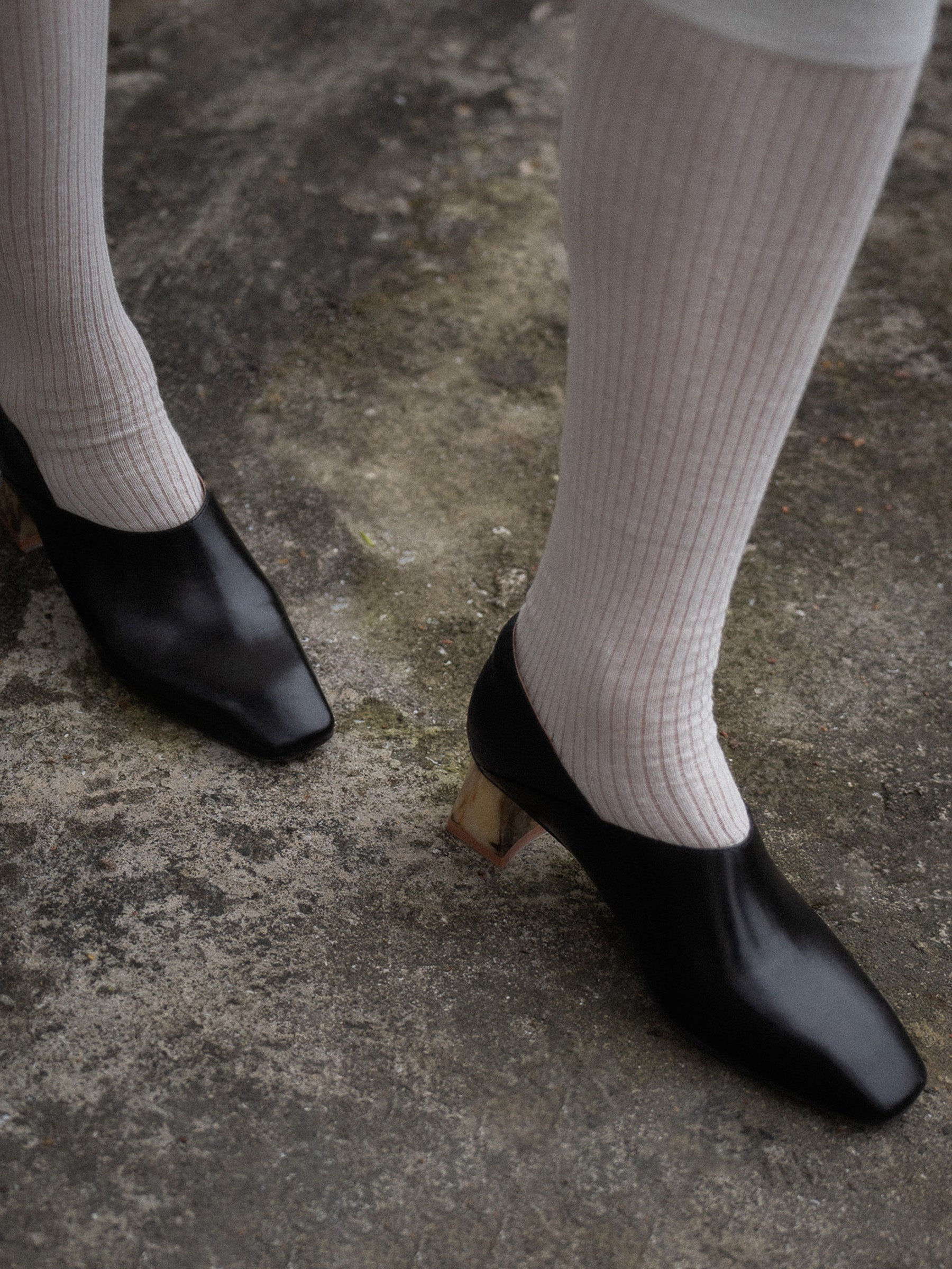 Vera・Squared Toe Marble Heels