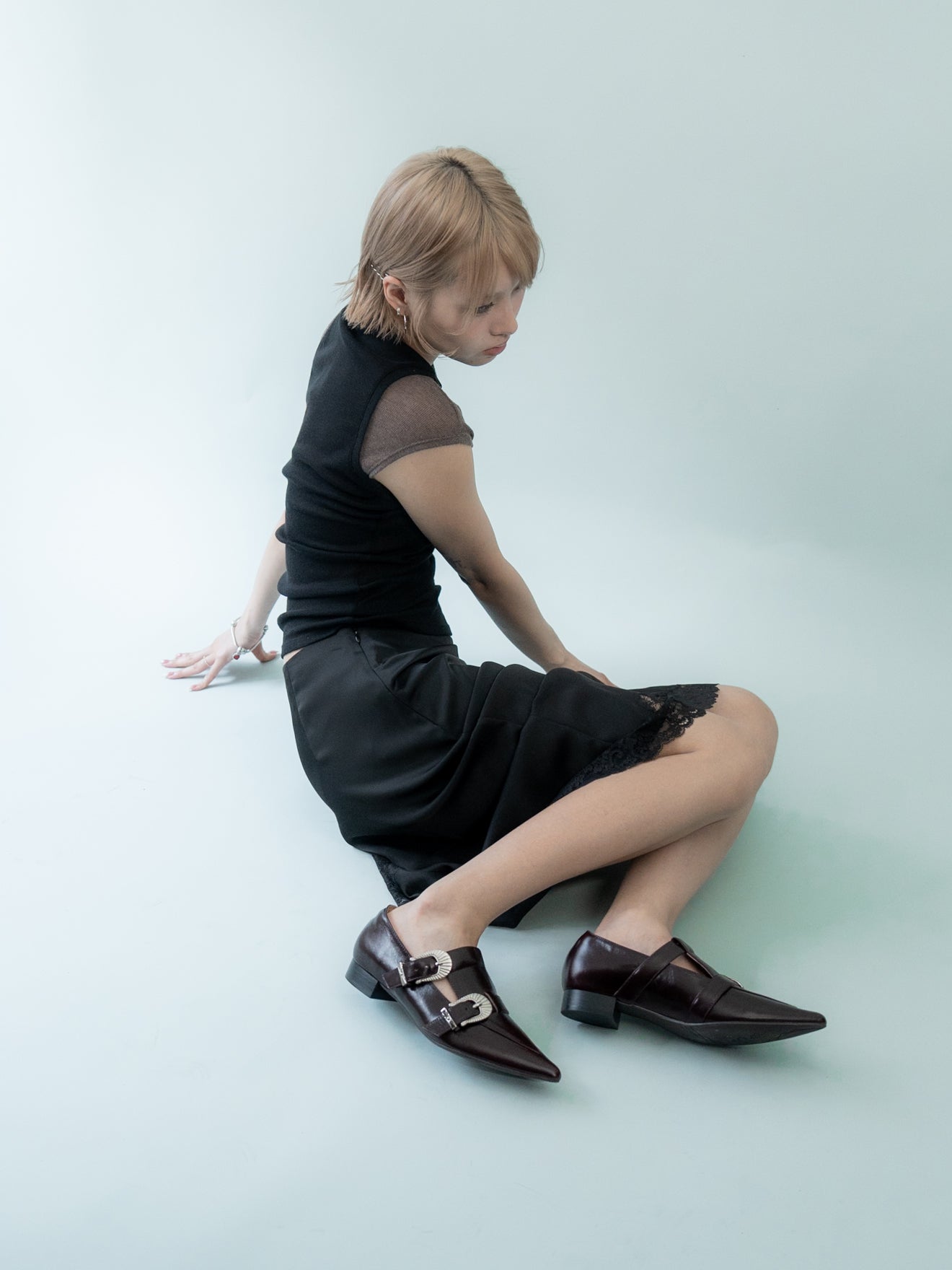 Rhea・Double Buckle Pointed-Toe Flats