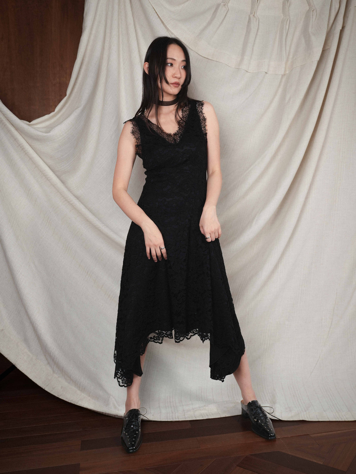 Freya・Square-Toe Lace-Up Mules