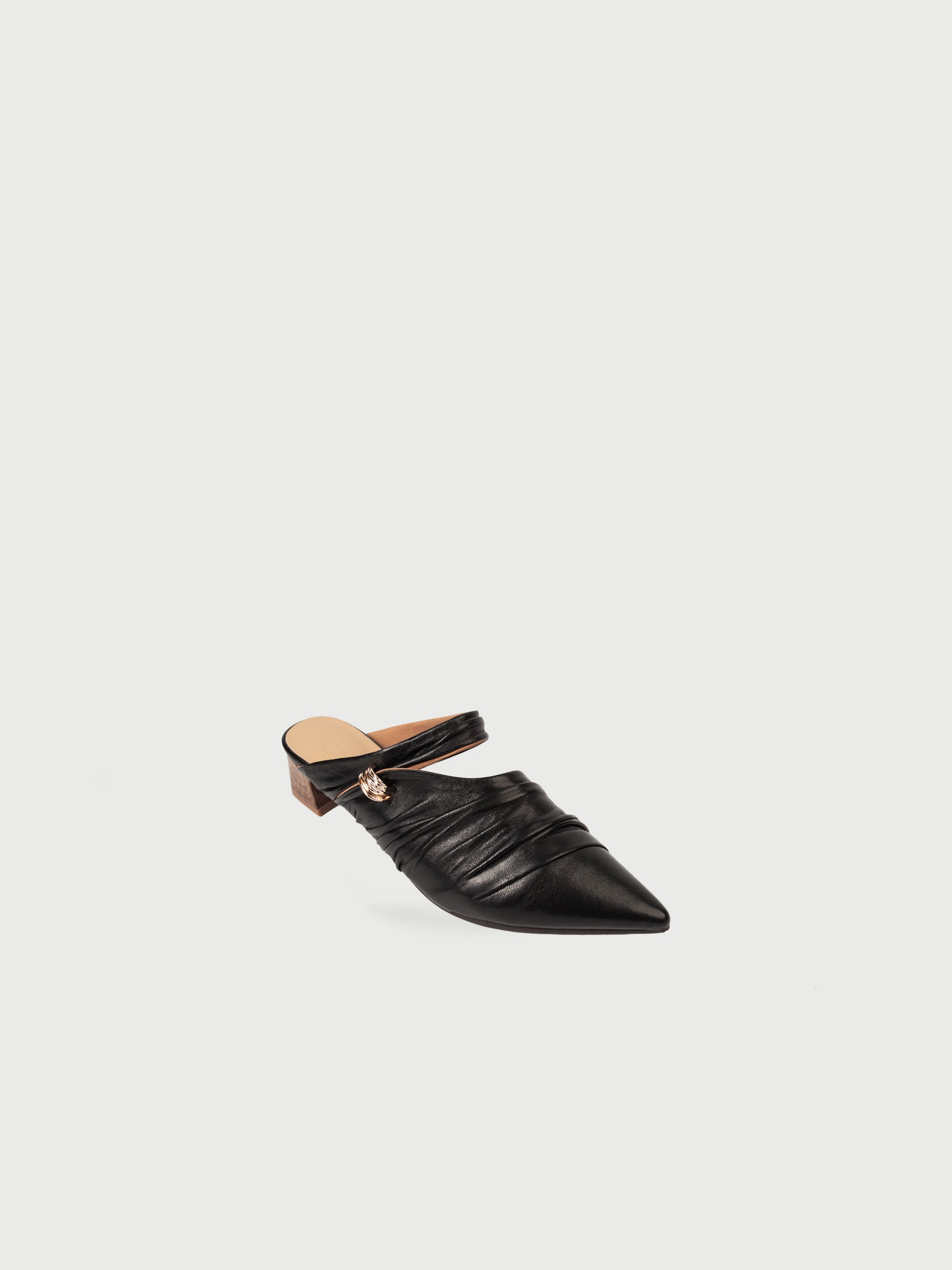 Daphne・Draped Leather Pointed-Toe Mules