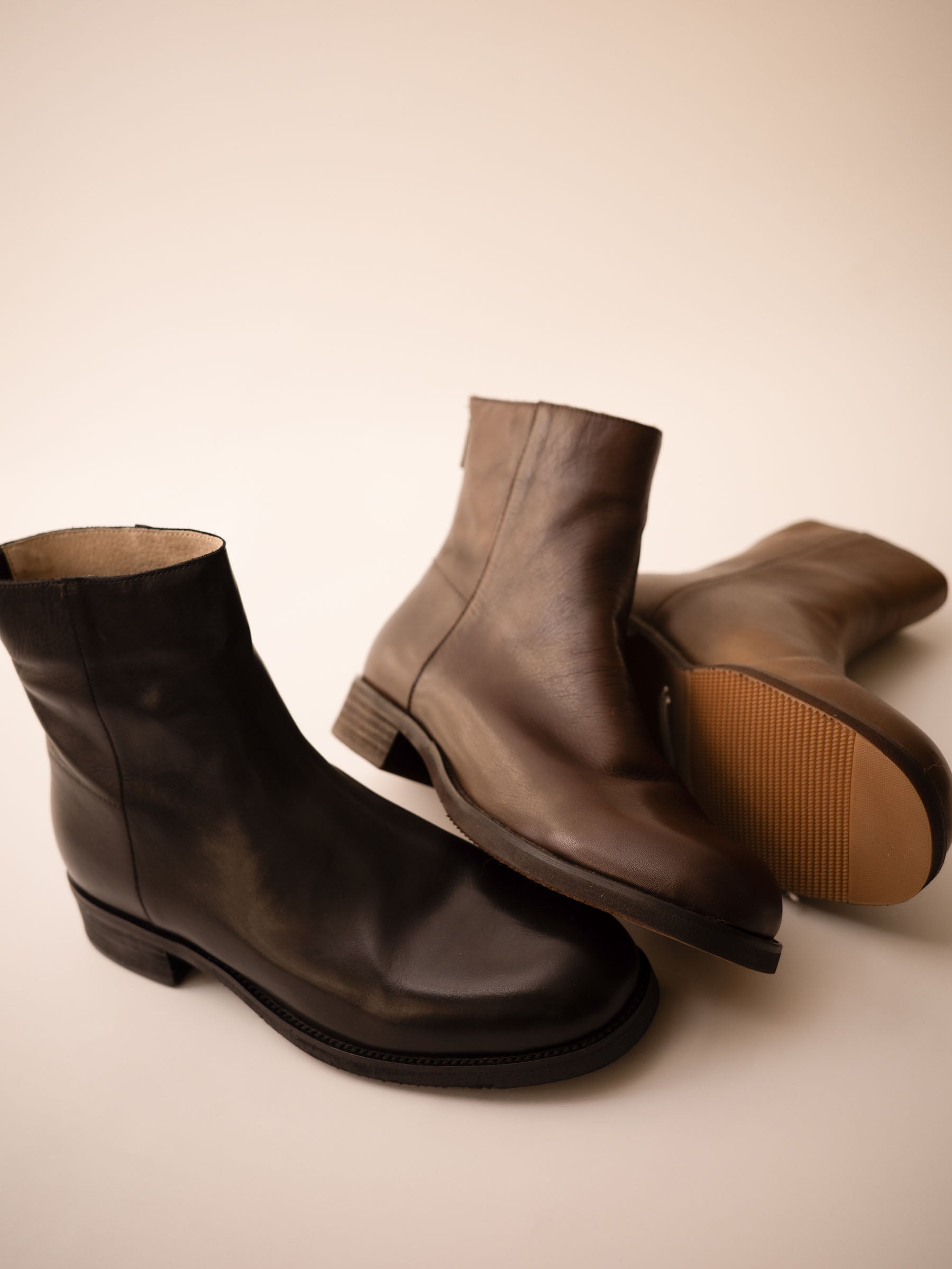 Round Toe Leather Boots