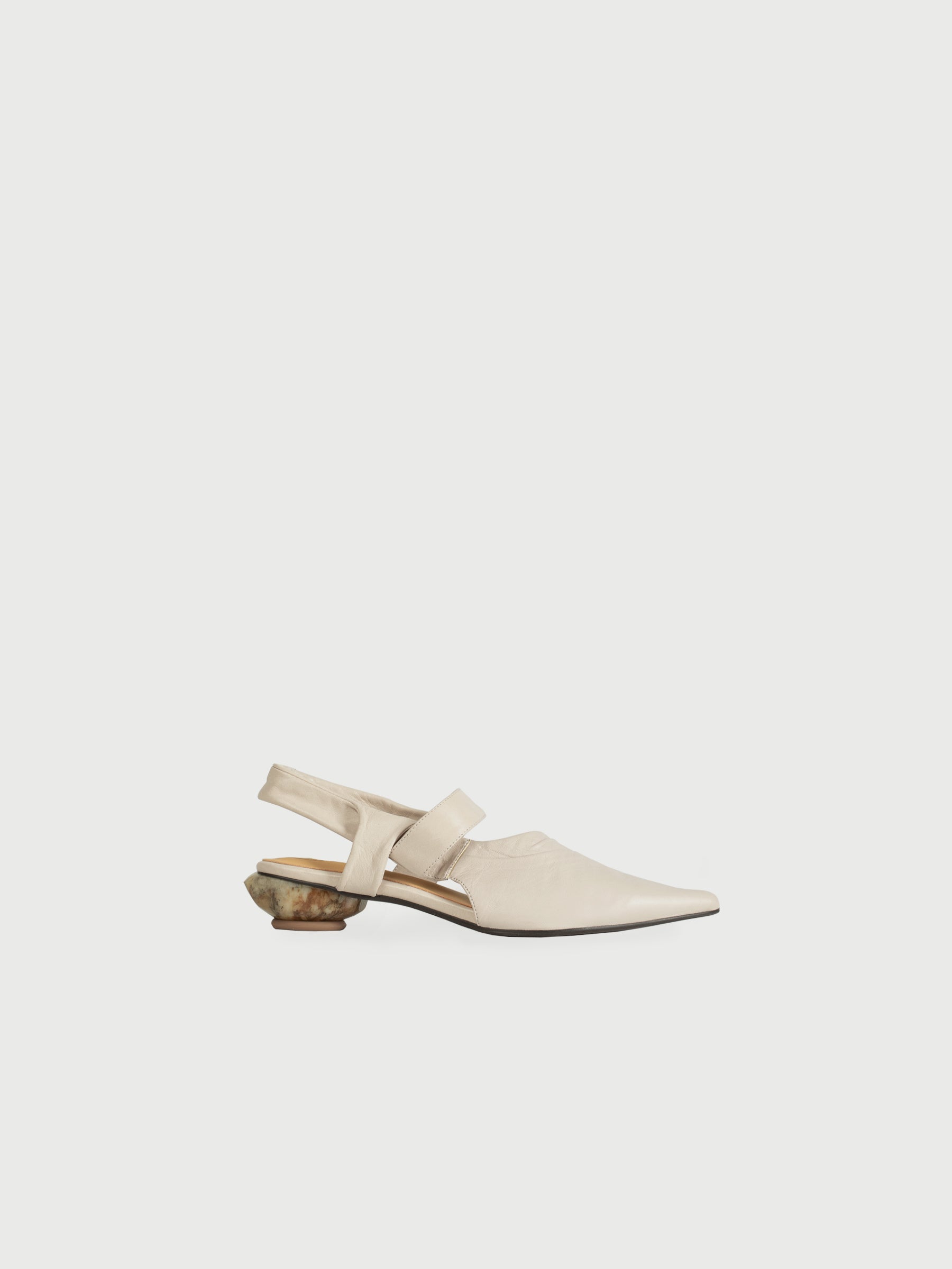 Cleo ◈ Pointed Crepe Draped Marble Heel Slingback