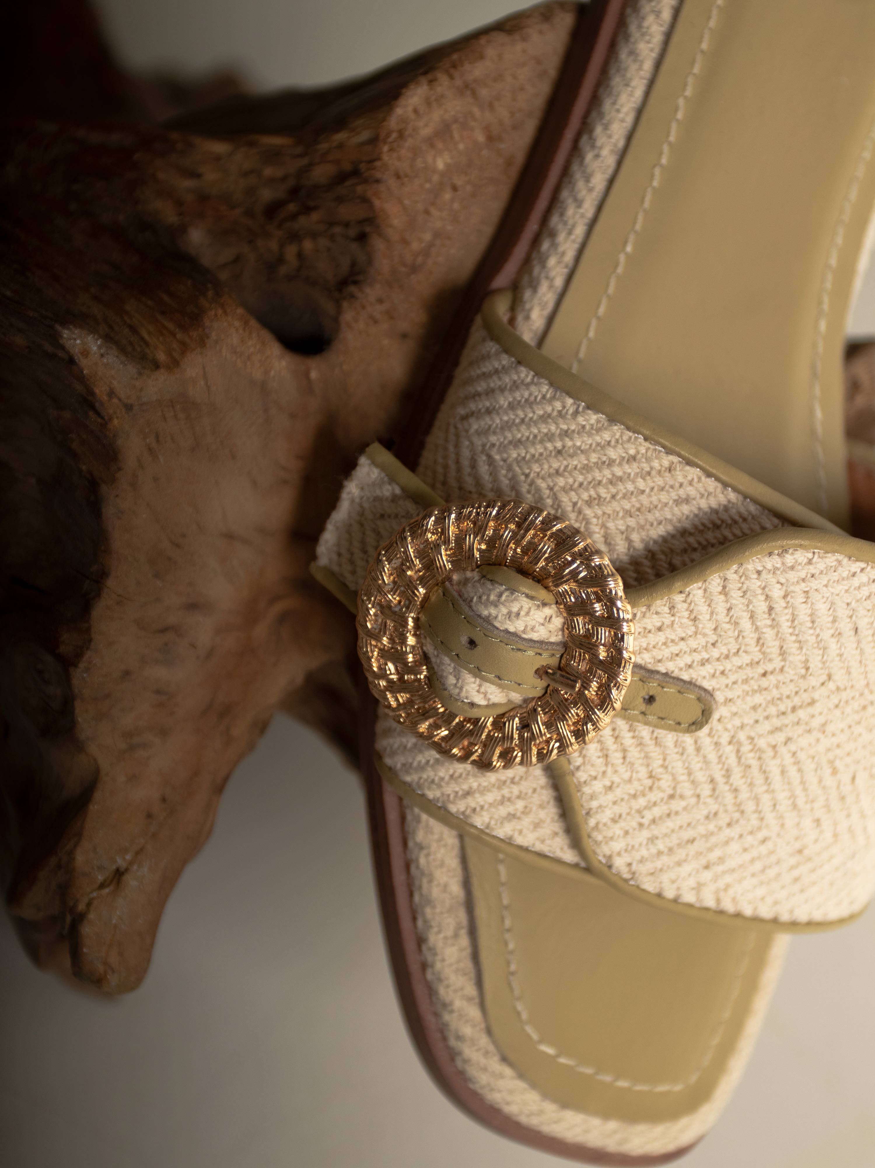 Weave Buckle Linen Sandals