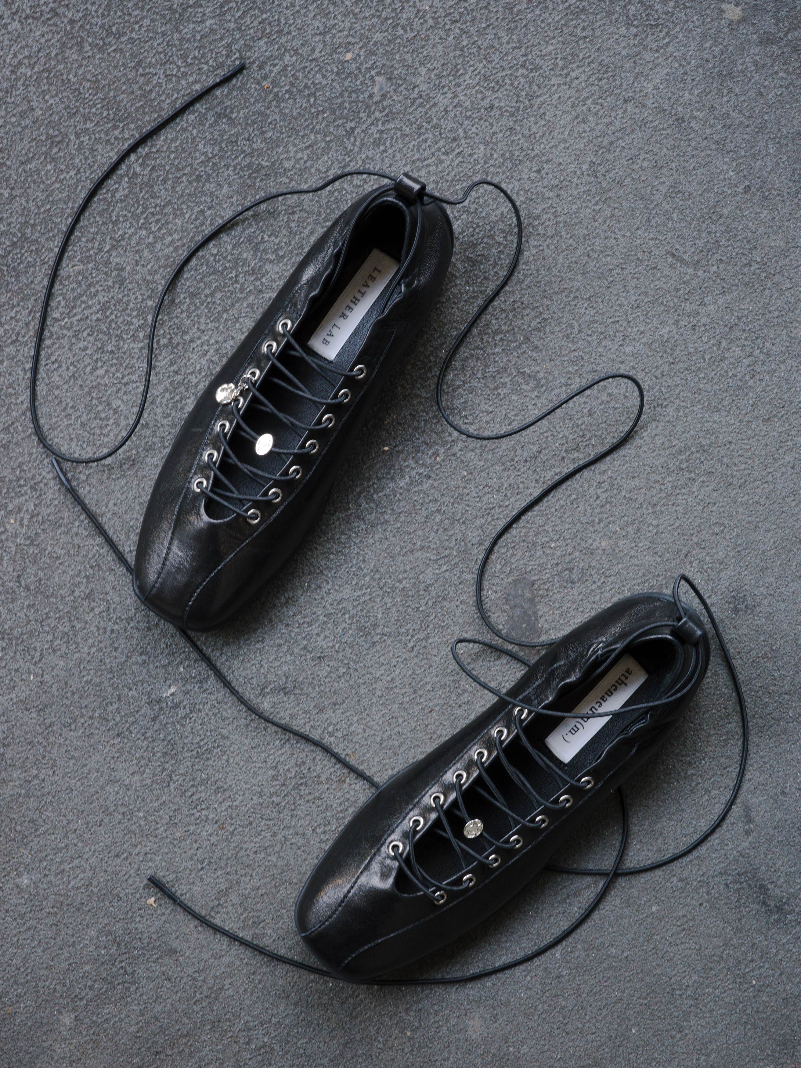 athenaeum(m.) x LEATHER LAB|| Nina ❈ Square Toe Lace-Up Leather Sneakerina