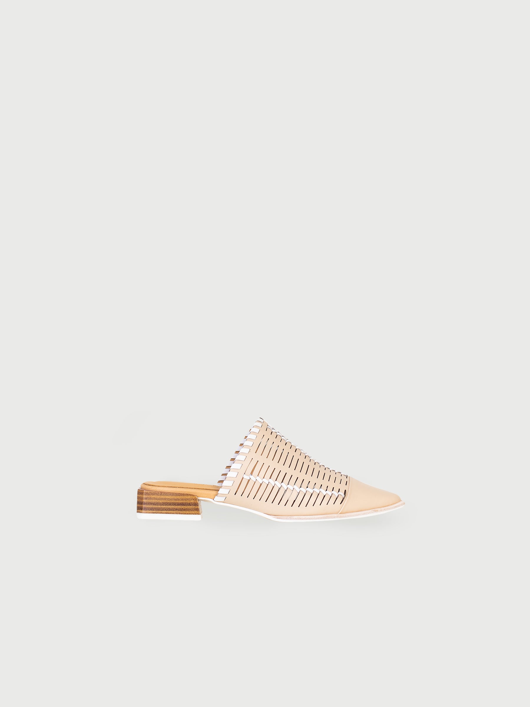 Laser-Cut Woven-Leather Mules