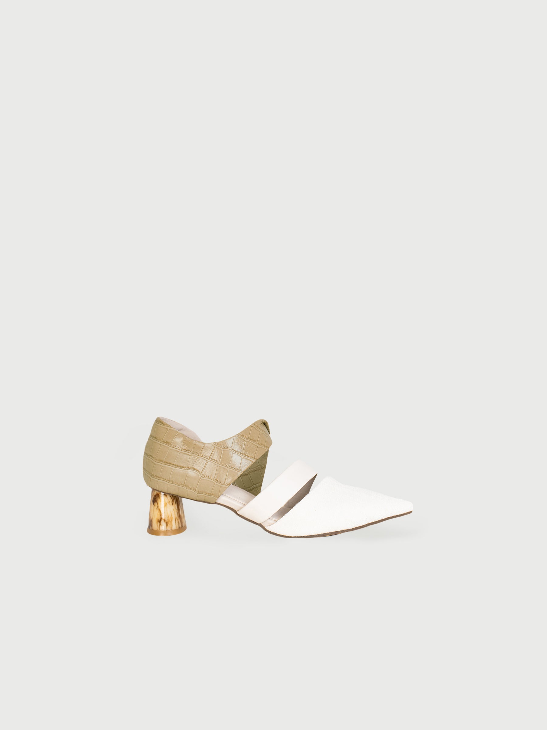 Pointed Strapped Marble-Heel Pumps