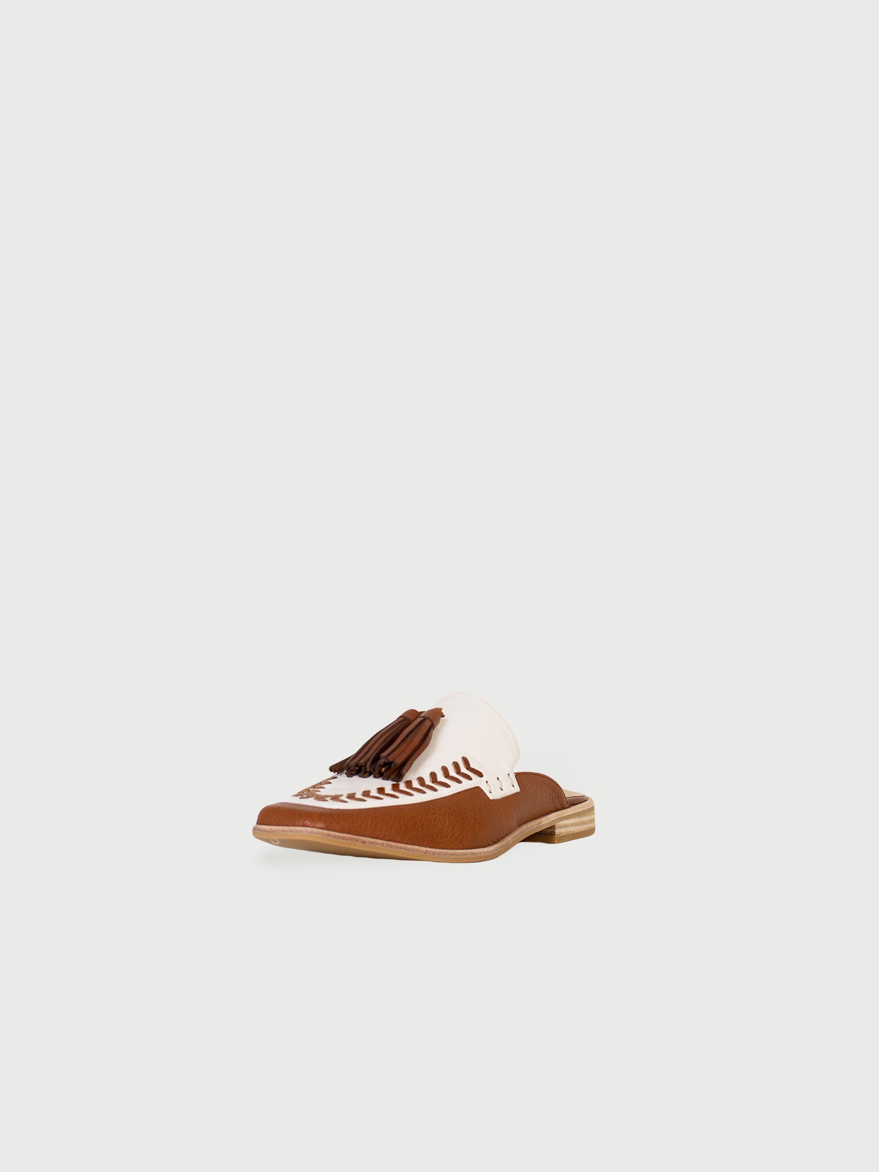 Square-Toe Woven-Leather Mules with Tassels