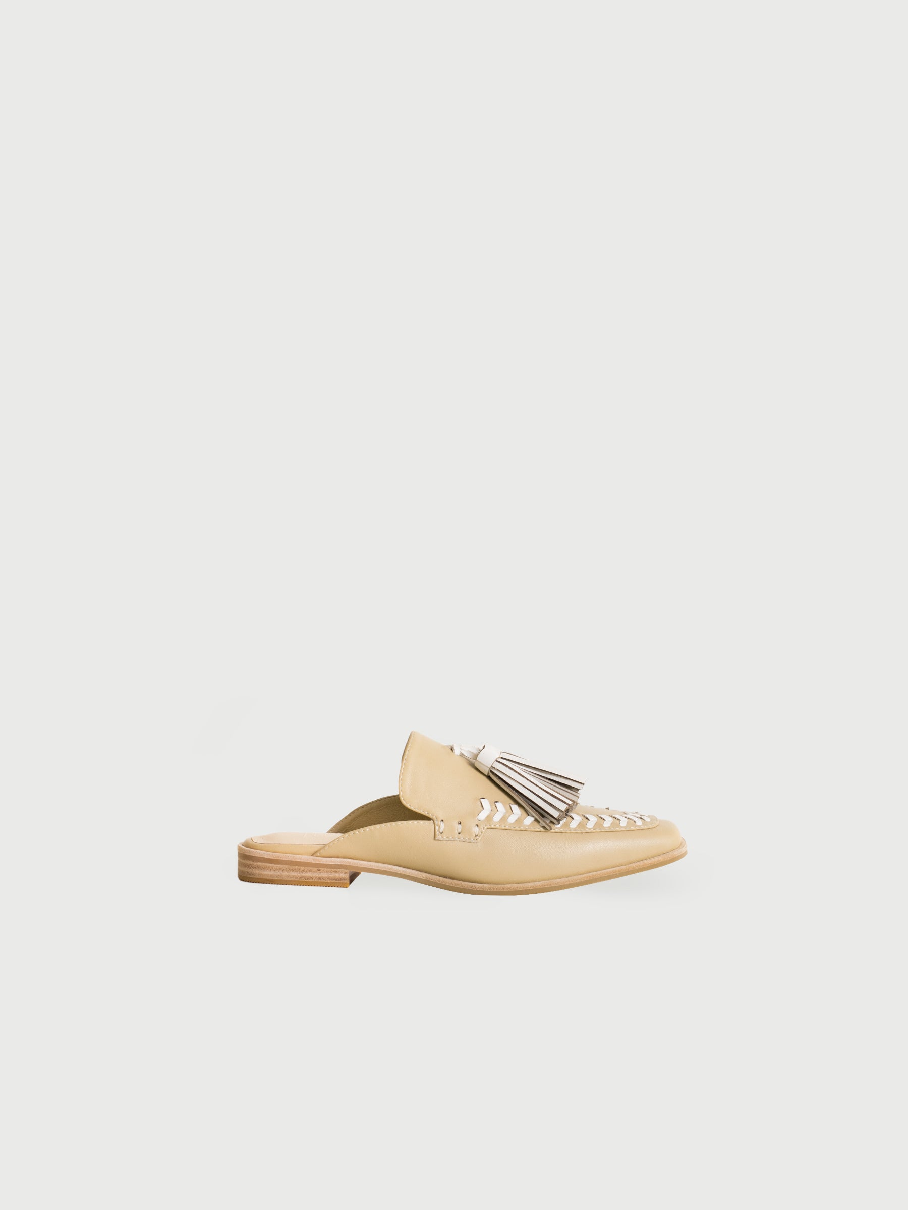 Square-Toe Woven-Leather Mules with Tassels