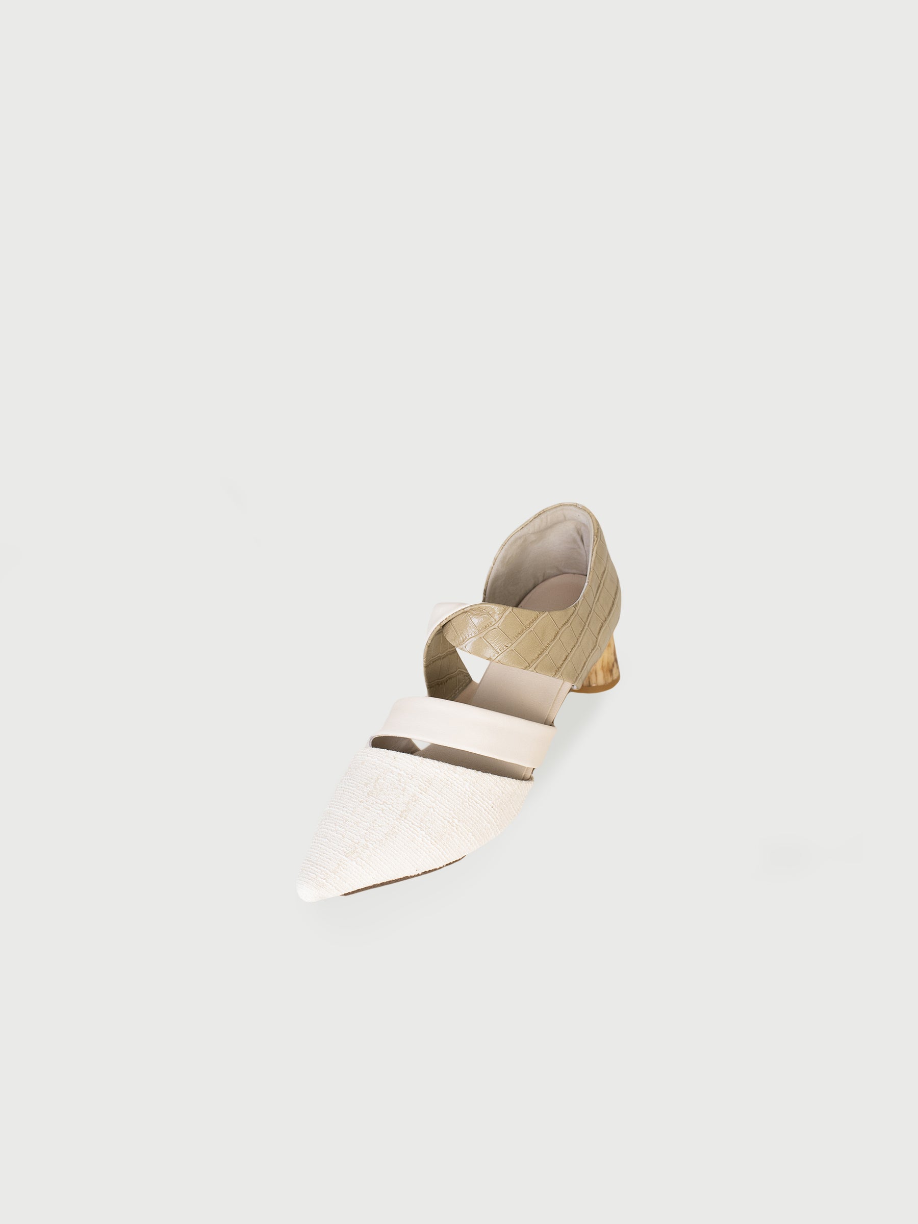 Pointed Strapped Marble-Heel Pumps