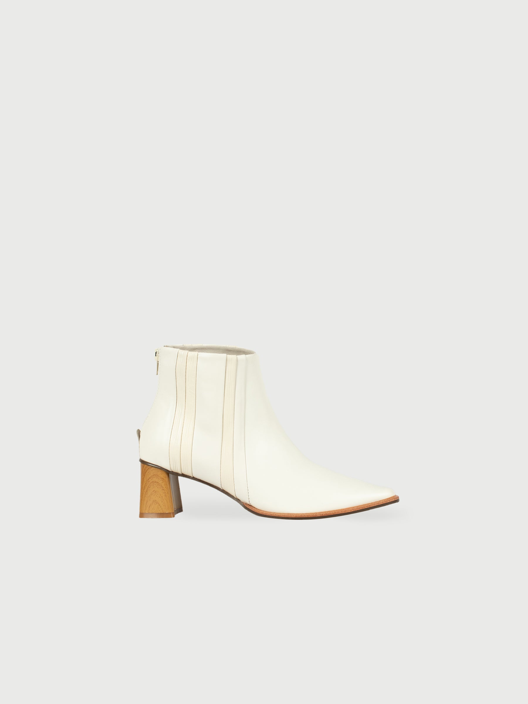 Wooden-Heel Striped Ankle Boots