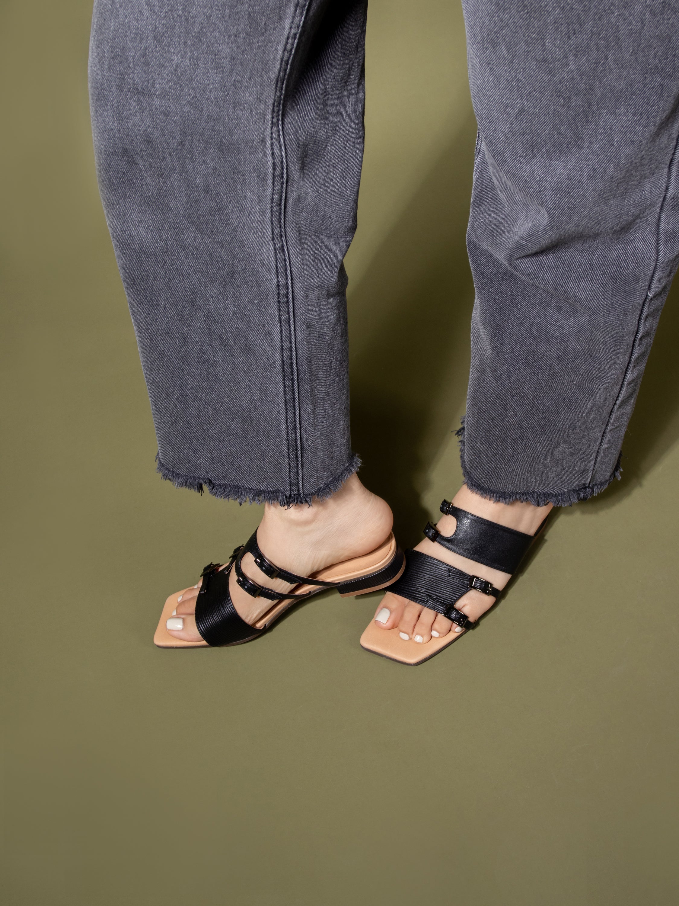 Strap with Buckle Mules