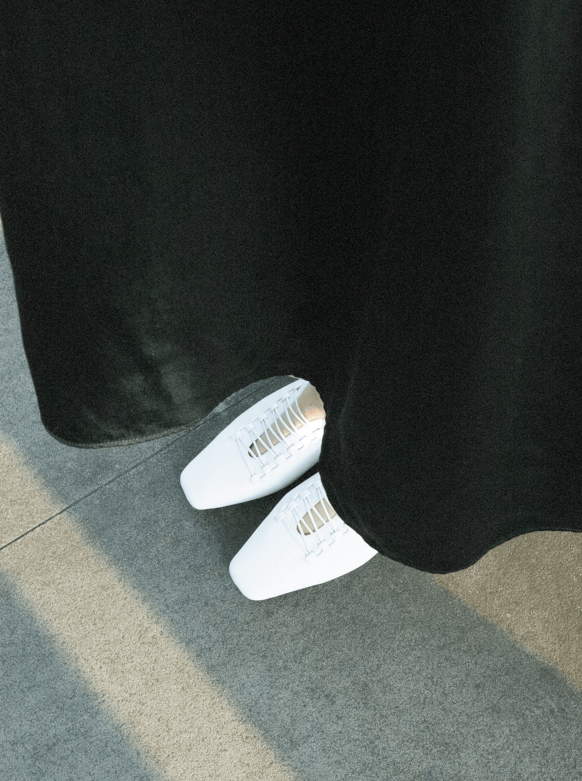 LEATHER LAB - Square-Toe Zip-Zap String Flats